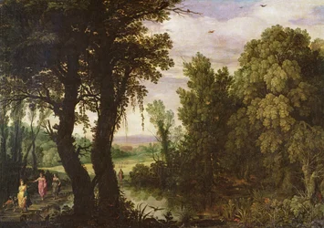 Diana mit ihren Begleitnymphen auf dem Weg zur Jagd